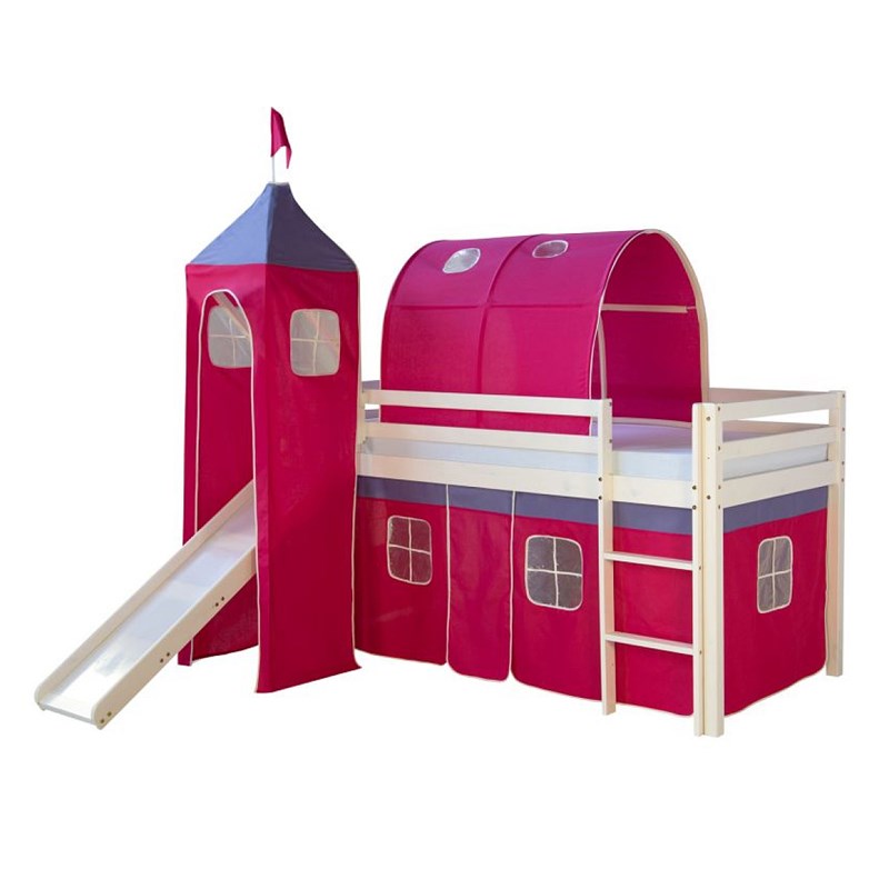 Lit toboggan avec tour - couleur rose