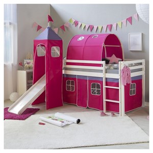 Lit toboggan avec tour - couleur rose