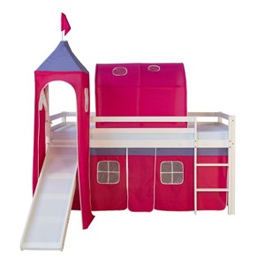 Lit toboggan avec tour - couleur rose