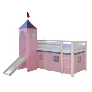 Lit mi-hauteur rose pale avec tour