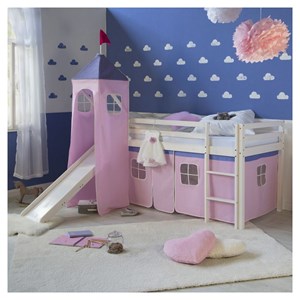 Lit mi-hauteur rose pale avec tour