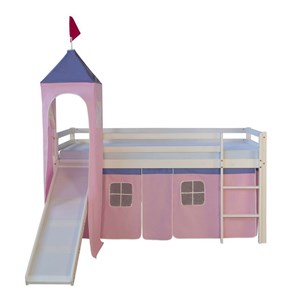 Lit mi-hauteur rose pale avec tour
