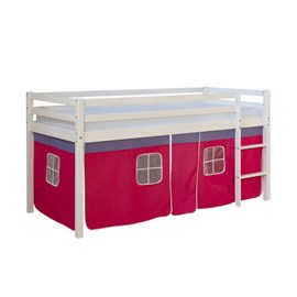 Lit mi-hauteur avec rideaux - rose