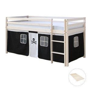 Lit mi-hauteur avec rideaux - noir