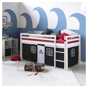 Lit mi-hauteur avec rideaux - noir