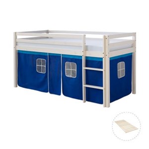 Lit mi-hauteur avec rideaux - bleu