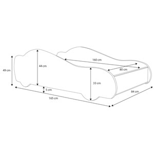 Lit simple batmobile 160x80 noir