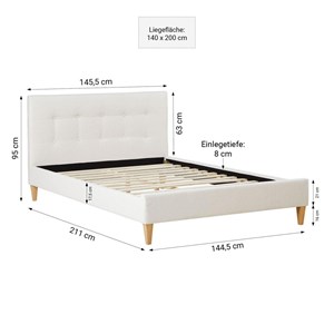 Lit 2 places 140x200 cm avec matelas