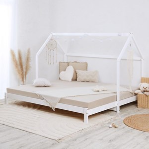 Lit cabane enfant 90x200 cm - blanc