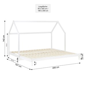 Lit cabane enfant 90x200 cm - blanc