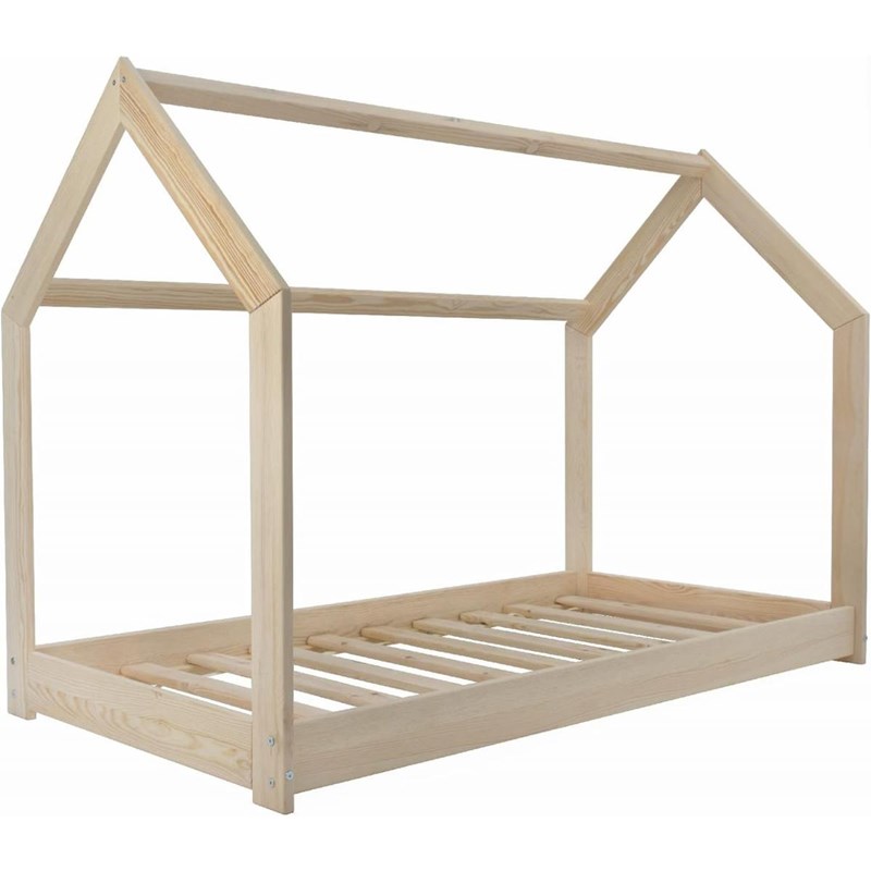 Lit cabane pin naturel brut 160x80 cm