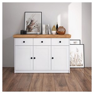 Commode en bois - 3 portes blanche