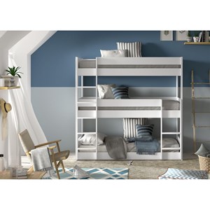 Lit triple scott 90x200 cm - blanc