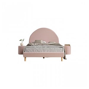 Lit moon 140x200cm rose avec pouf