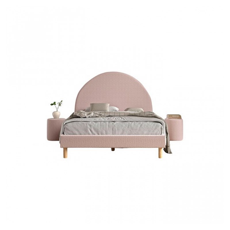 Vipack - Lit moon 140x200cm rose avec pouf