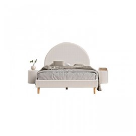 Lit moon 140x200cm blanc avec pouf