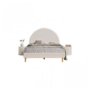 Lit moon 140x200cm blanc avec pouf