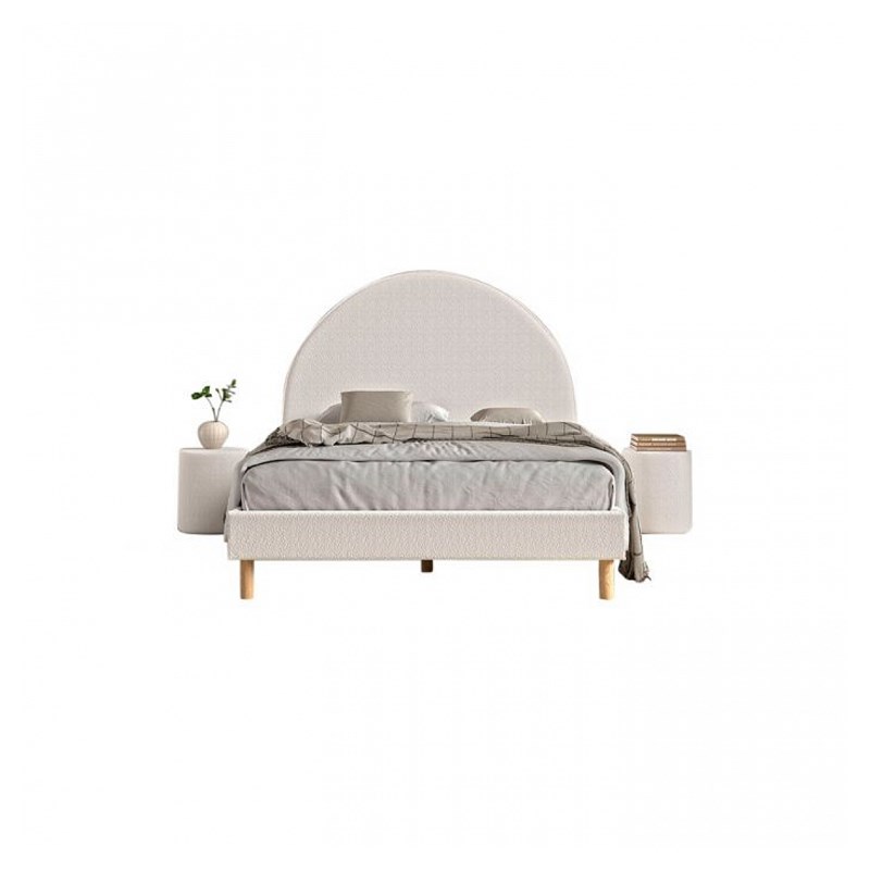Lit moon 140x200cm blanc avec pouf