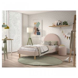 Lit moon 90x200cm rose avec pouf
