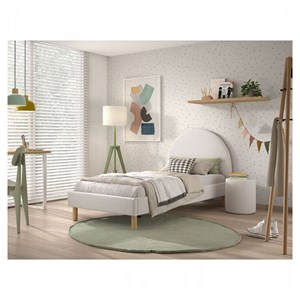 Lit moon 90x200cm blanc avec pouf