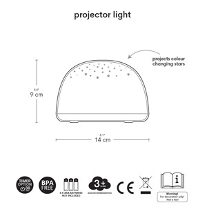 Veilleuse projecteur d'étoiles gris