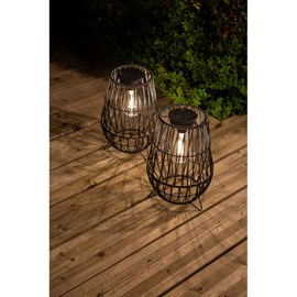 Lanterne solaire à poser imitation rotin