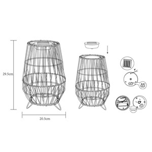Lanterne solaire à poser imitation rotin
