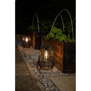 Lanterne solaire à poser imitation rotin