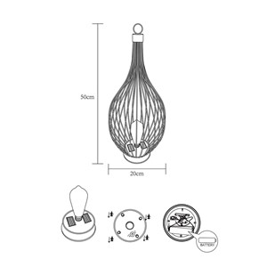 Lanterne solaire métal h50cm
