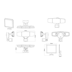 Projecteur solaire 3 têtes 1000 lumens