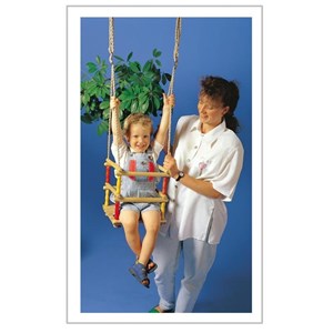 Balançoire en bois avec barres de sécuri