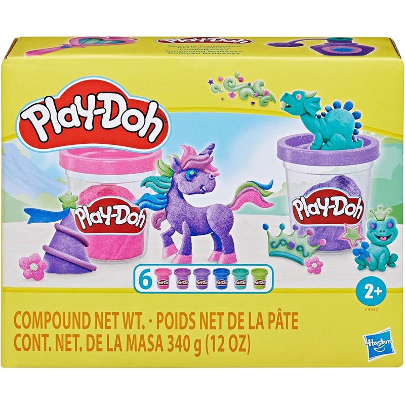 Play-doh, pack de 6 pâte paillette à mod