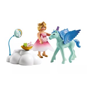 Princesse et poulain ailé, nuage et acce