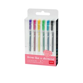 Set de 6 mini stylos à encre gel glitter