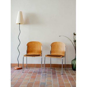 Lot de 4 chaises en bois et métal n°411