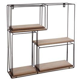 4 etagères murale en métal carrées iva -