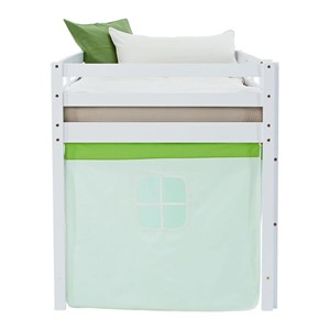 Lit mi-hauteur 90x200 cm pin rideau vert