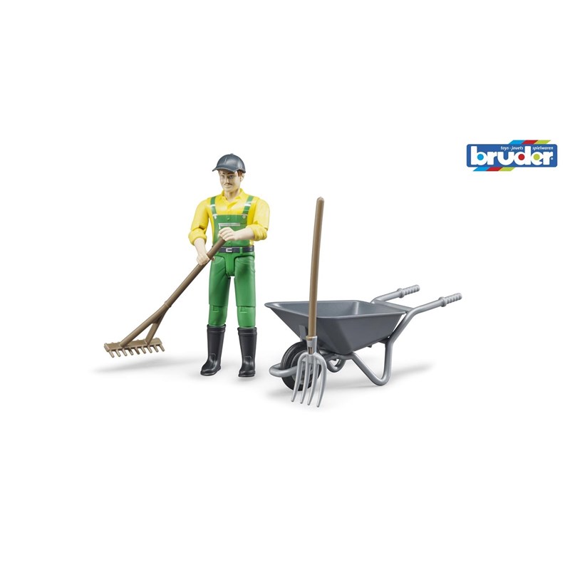 Figurine fermier avec brouette et access