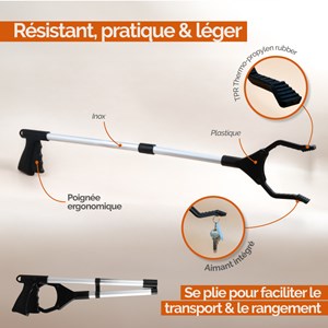 Pince à déchets - pliable - noir