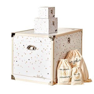 Malle à souvenirs pois - rose doré gris