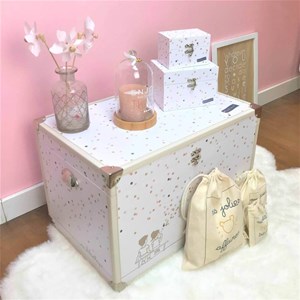 Malle à souvenirs pois - rose doré gris