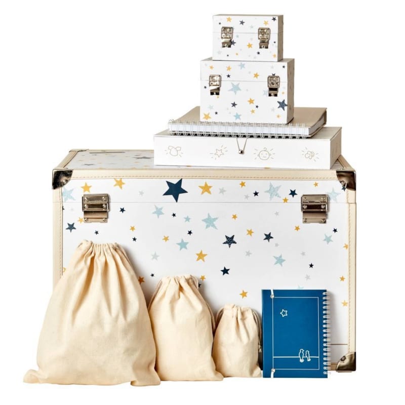 Coffret naissance étoiles - bleu jaune (Le Petit Pousse) - Image 1