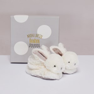 Chaussons lapin bonbon taupe 0-6 mois