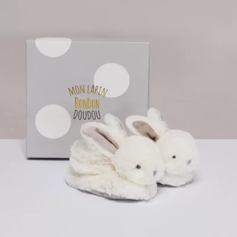 Chaussons lapin bonbon taupe 0-6 mois (Mù) - Image 4