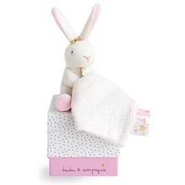 Doudou pantin lapin fleurs