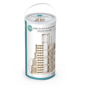Baril de 500 planchettes en bois naturel