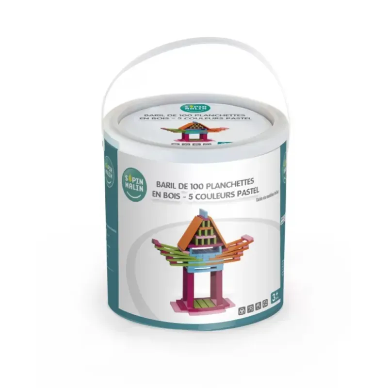 Baril de 100 planchettes en bois