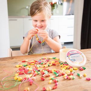 Boîte de perles en bois - 100 gr.