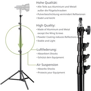 Bresser br-tp240 pro-1 pied d'éclairage 240 cm