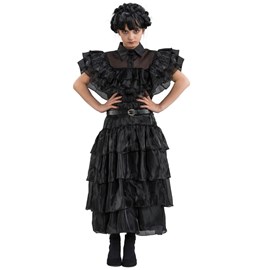 Robe de bal noire mercredi addams 140 cm